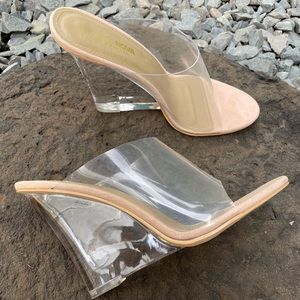 Sexy clear & beige heels